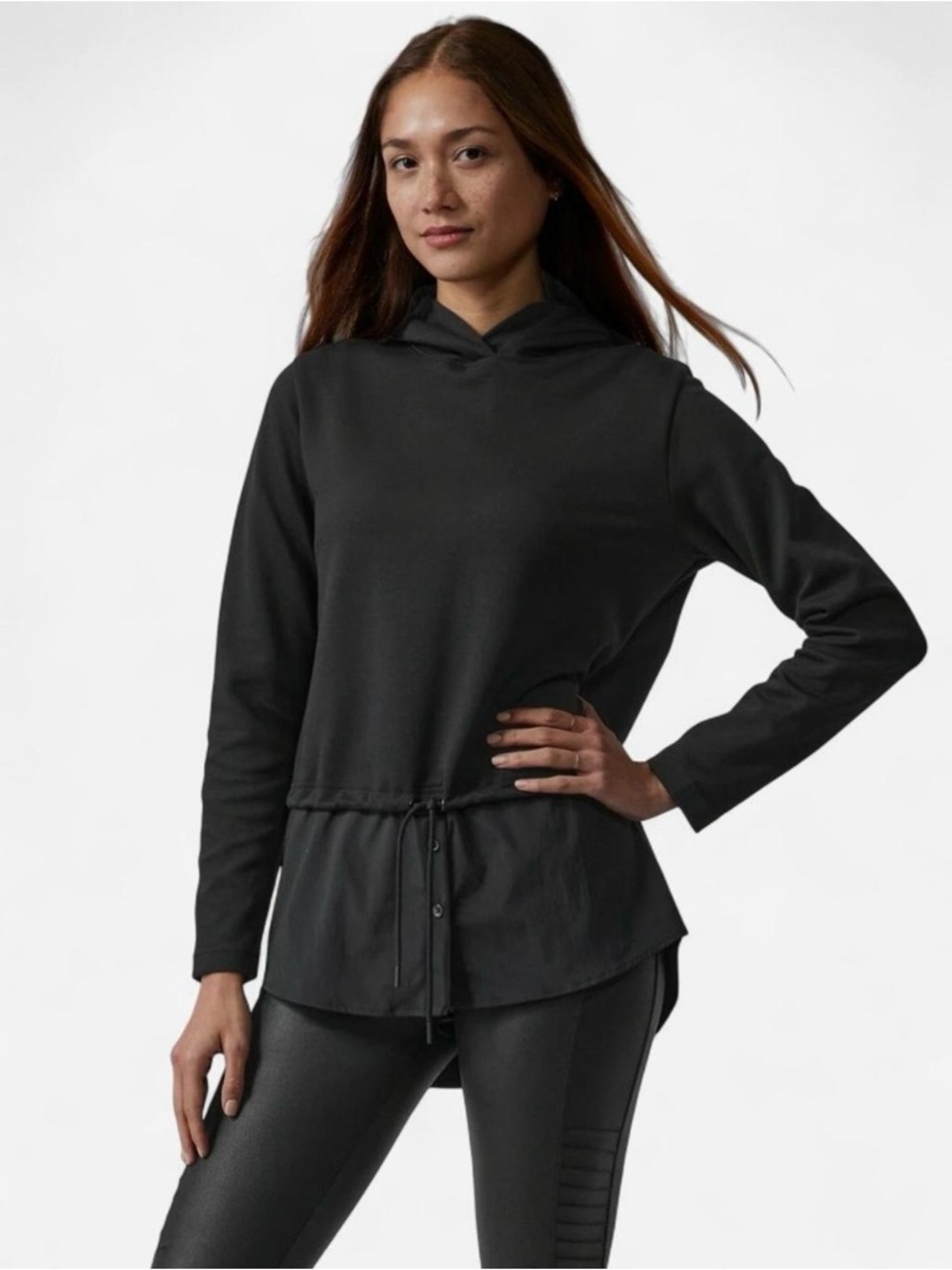 Athleta Black Long Sleeve Drawstring Waist Pullover Gallery Hoodie Women’s XS